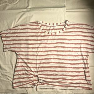 Jane and Delancy | Shirt | XL | Cream with rust stripes | Gathered Front Detail